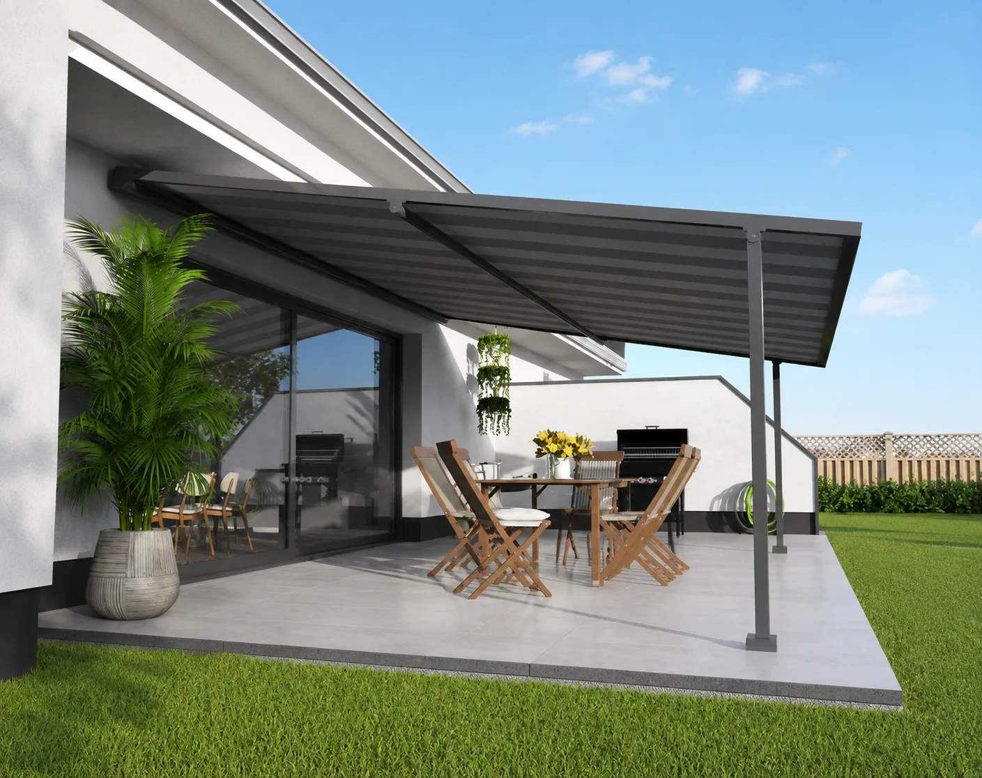 Sunmaster SunControl pergolazonwering boven een terras